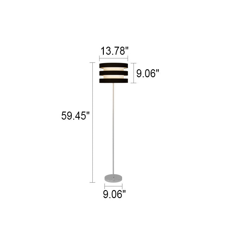 Nordisch gestreifte Drum Shade Hardware Stehende Stehlampe mit 1 Licht