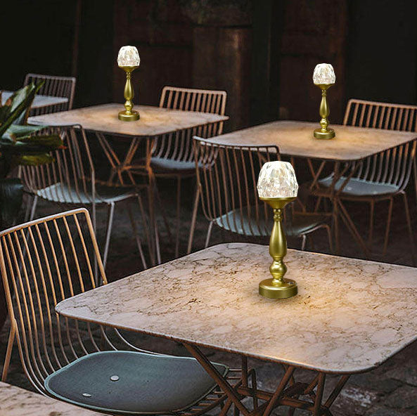 Lámpara de Mesa Táctil LED de Metal y Plástico con Columna Creativa Retro 