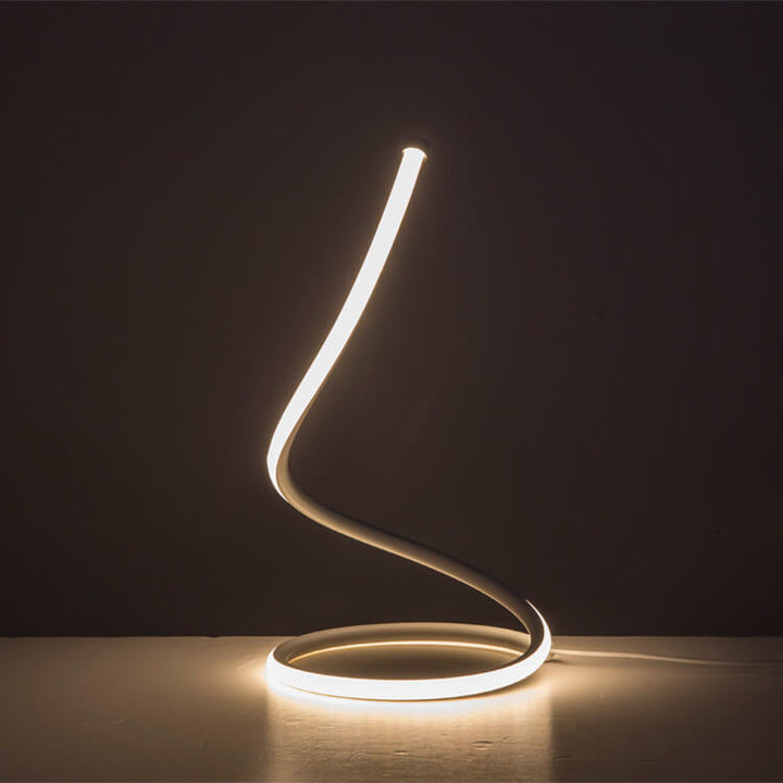 Lámpara de mesa LED moderna minimalista con forma de serpiente de aluminio y silicona para dormitorio 