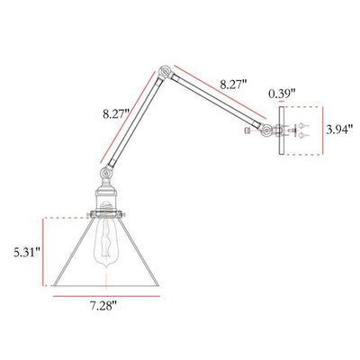 Retro Industrial Wrought Iron Rocker Telescopic Folding 1-Light Wall Sconce Lamp