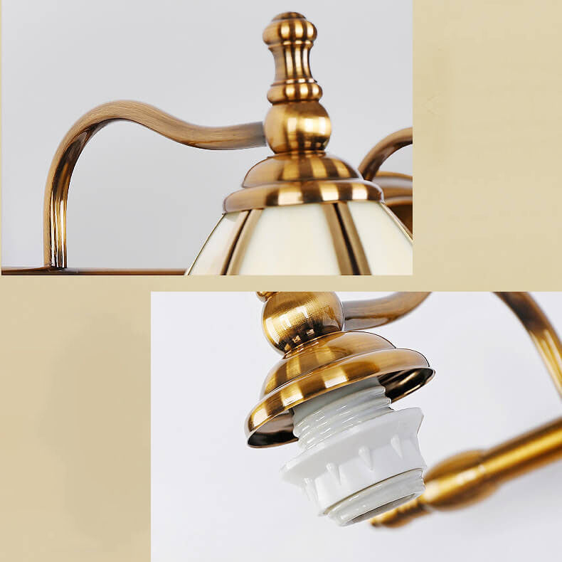 Europäische Retro-Luxus-Eisen-Kupfer-Glas-LED-Waschtischleuchte Wandleuchte 