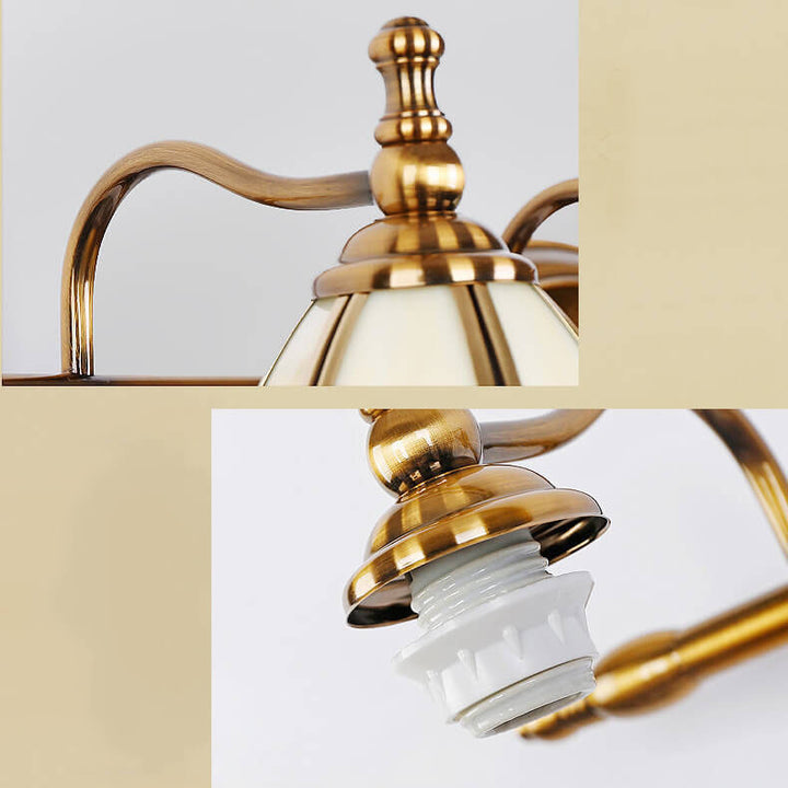 Europäische Retro-Luxus-Eisen-Kupfer-Glas-LED-Waschtischleuchte Wandleuchte 