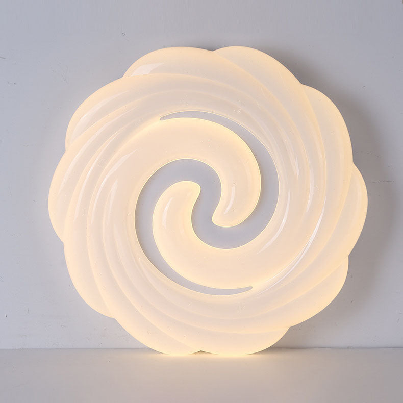 Contemporary Creative Swirl Acrylic Round Shade LED Flush Mount Ceiling Light For Living Room