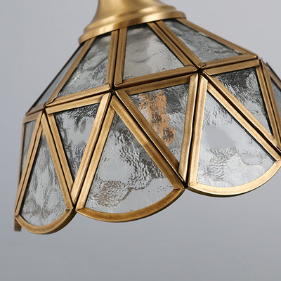 Japanese Vintage Water Pattern Glass Cone 1-Light Pendant Light