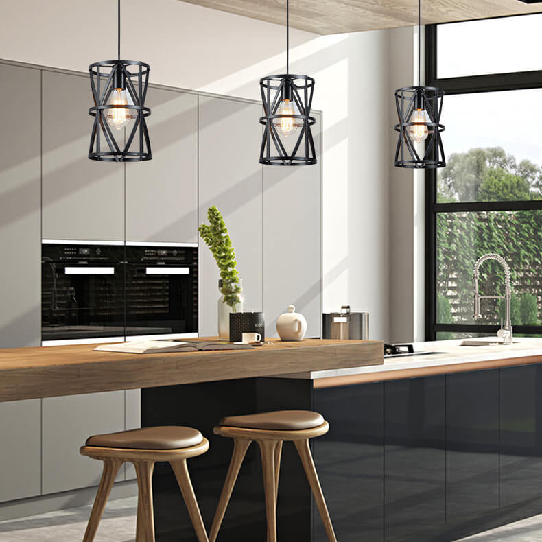 Industrial Vintage Iron Geometric Lantern 1-Light Pendant Light