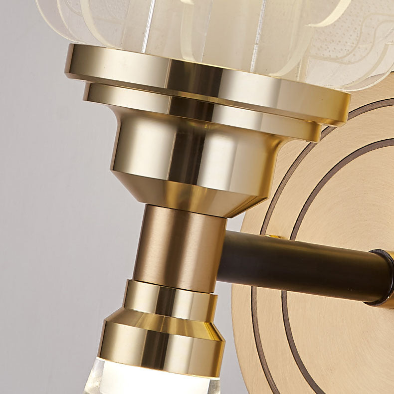 Modern Chinese Acrylic Brass Lantern 1/2 Light Wall Sconce Lamp