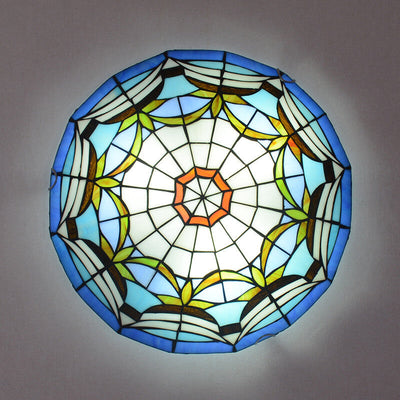 Vidrieras europeas Tiffany redondas con varios diseños de patrones 2/3 luces de montaje empotrado 