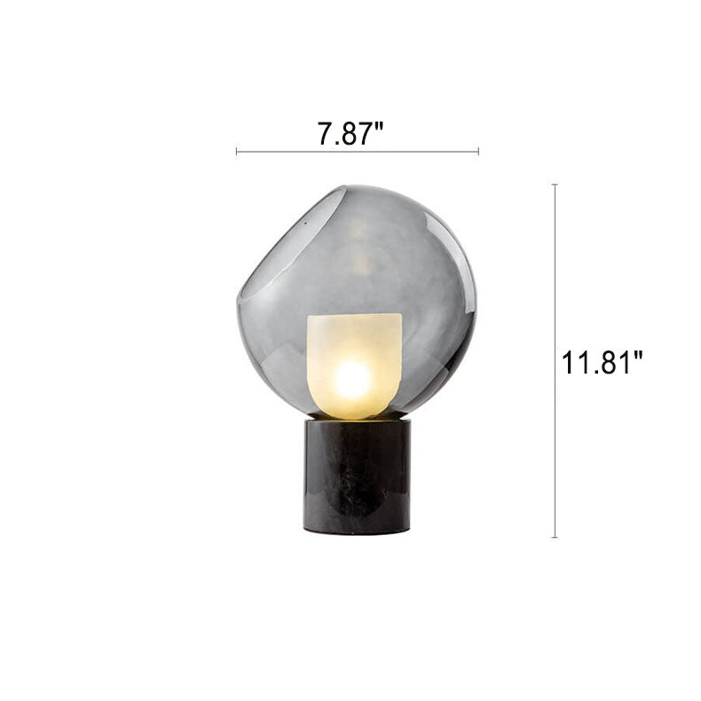 Lámpara de Mesa de 1 Luz con Base de Mármol Minimalista Nórdico y Bola de Vidrio 