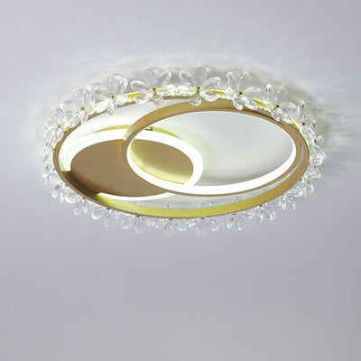 Nordic Luxury Crystal Lace Circle LED Flush Mount Ceiling Light