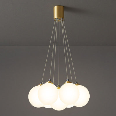 Nordic Light Luxury Glass Balloon Brass 4/5/7 Light Chandelier