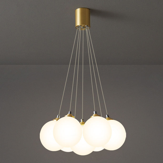 Nordic Light Luxury Glasballon Messing 4/5/7 Licht Kronleuchter 