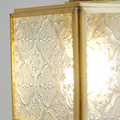 Modern Creative Stripe Square Glass Brass 1-Light Pendant Light