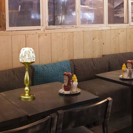 Lámpara de Mesa Táctil LED de Metal y Plástico con Columna Creativa Retro 