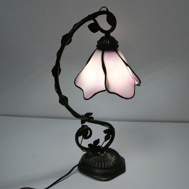 Tiffany Simple Flower Petal Resin Stained Glass 1-Light Table Lamp