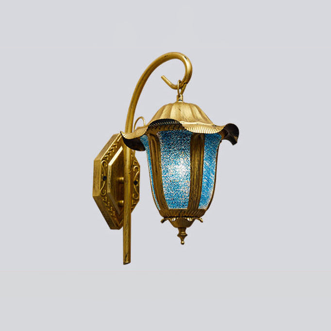 Bohemian Moroccan Blue Iron 1-Light Bent Arm Wall Sconce Lamp