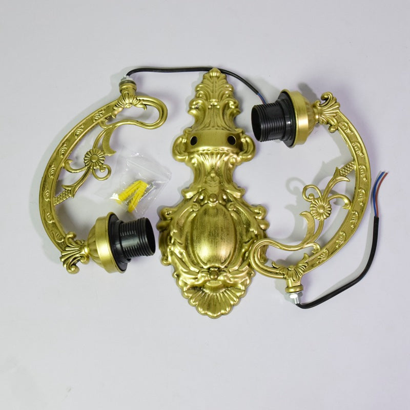 European Tiffany Stained Lattice Glass Bell Shade 2-Light Wall Sconce Lamp