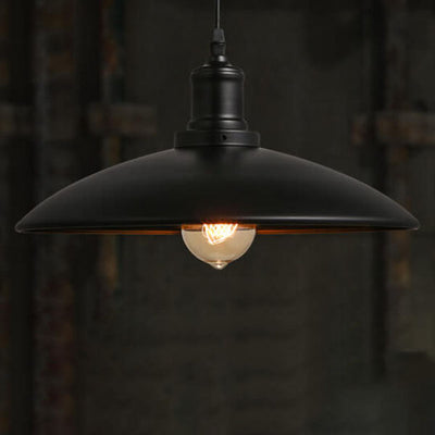 Industrial Vintage Iron Pot Lid 1-Light Loft Pendant Light