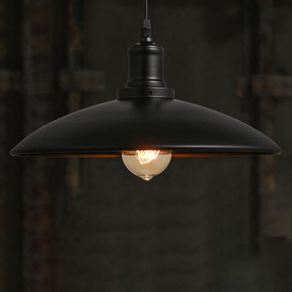 Industrial Vintage Iron Pot Lid 1-Light Loft Pendant Light