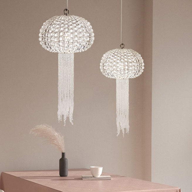 Modern Luxury Round Glass Jellyfish Shape 1-Light Pendant Light For Living Room