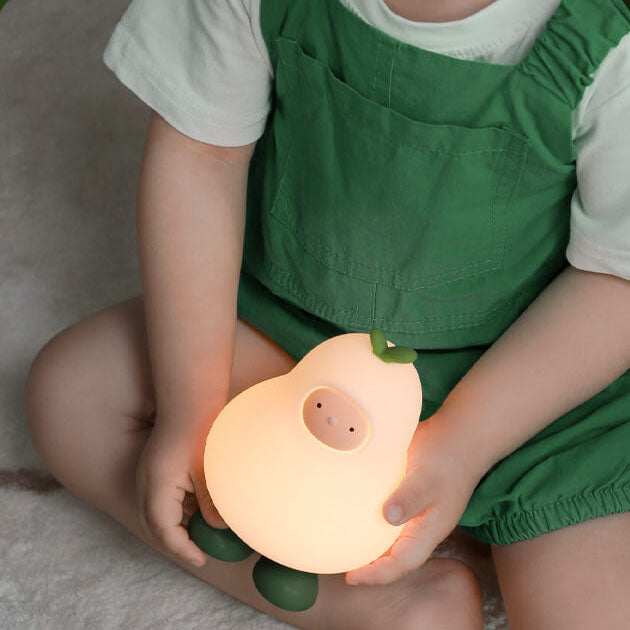 Lampe de table LED USB en silicone poire dessin animé créatif moderne 