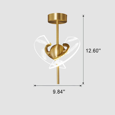 Moderne kreative Acryl-Feder-Messing-LED-Deckenleuchte mit halbbündiger Montage 