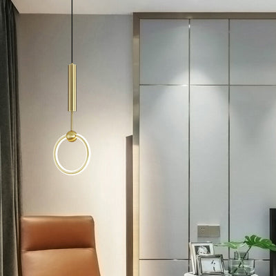 Nordic Luxury Gold Circle Ring LED Pendant Light