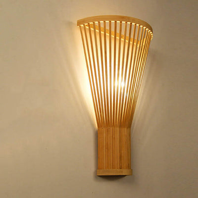 Vintage Bamboo Half Fan 1-Light Wall Sconce Lamp