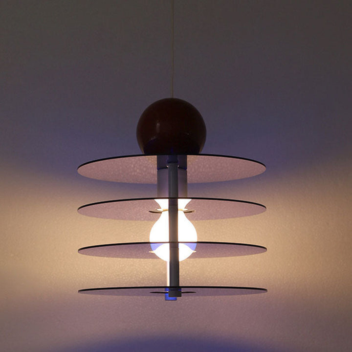 Zeitgenössische nordische bunte Acryl fliegende Untertasse 1-Licht Pendelleuchte für Schlafzimmer 