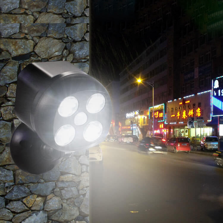 Einfache Spotlight 4 LED drehbare Sensor Straßenleuchte Wandleuchte Lampe 