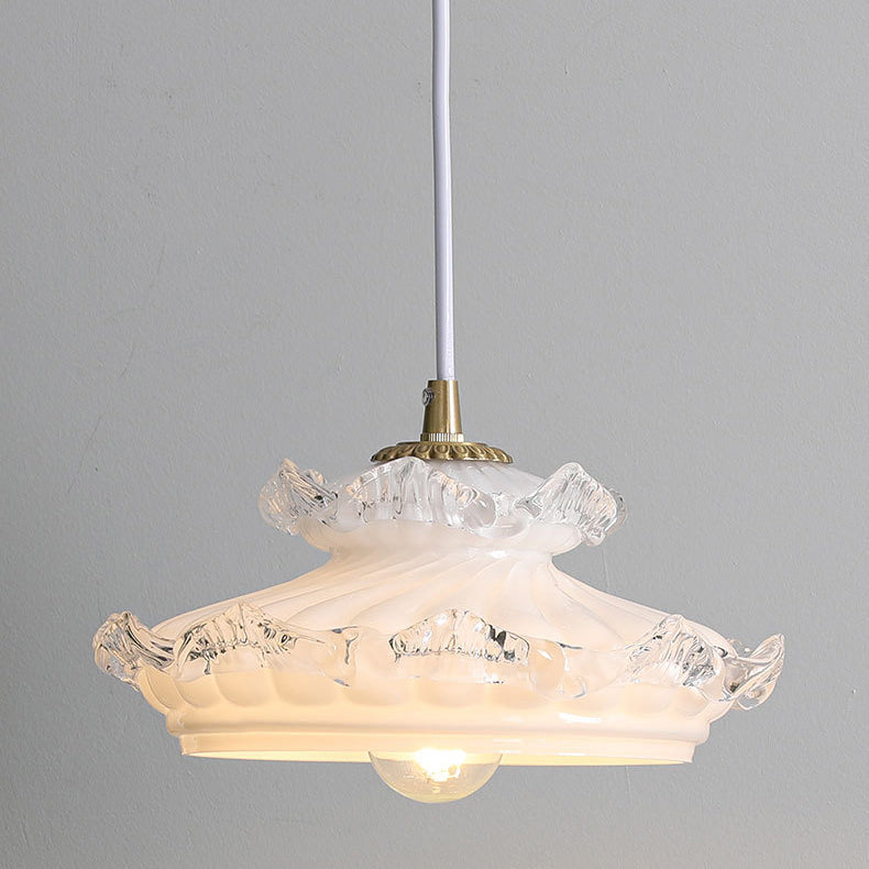 French Light Luxury Glass Petal Double Layer 1-Light Pendant Light