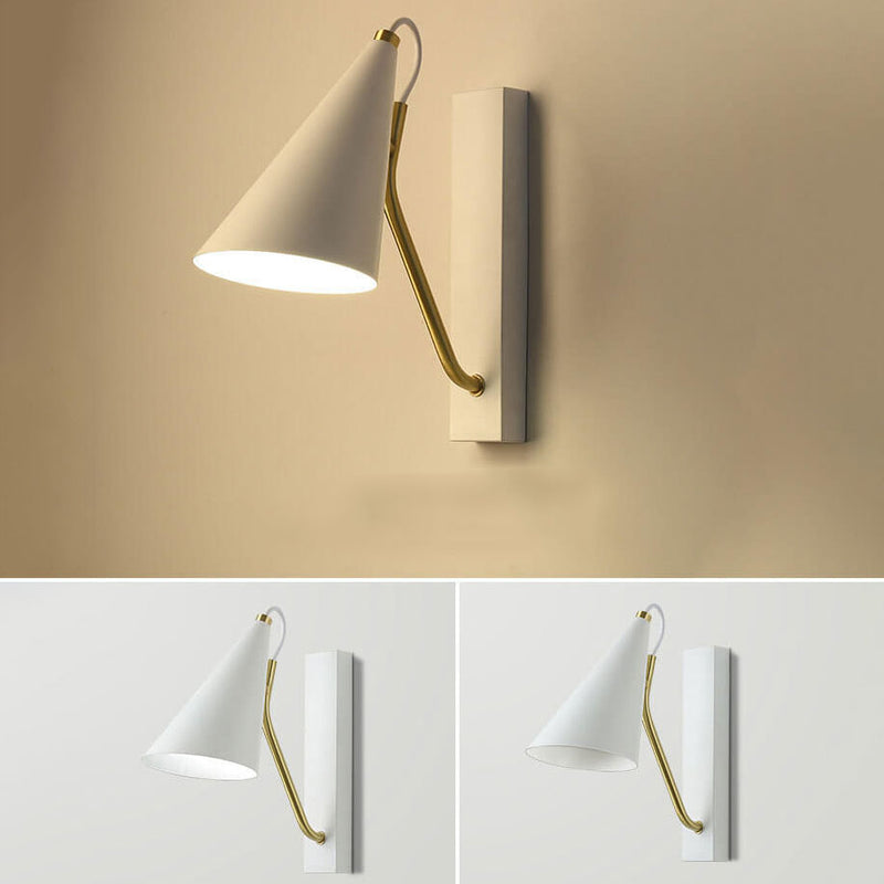 Nordic Minimalist Cone Shade Long Base 1-Light Wall Sconce Lamp