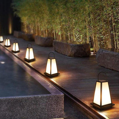 Simple Acrylic Stainless Steel Lantern Outdoor Waterproof Lawn Floor Lamp
