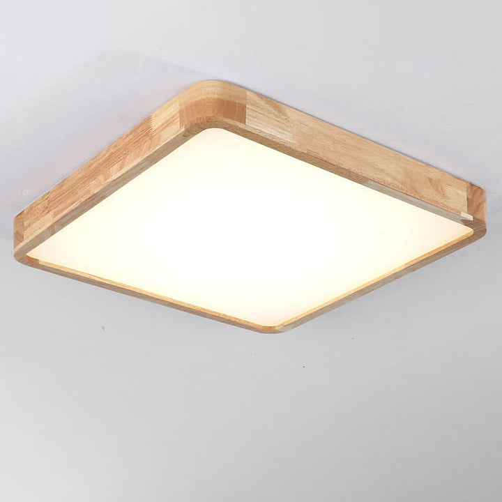 Modern Minimalist Solid Wood Round Square Tatami LED Flush Mount Ceiling Light for Living Room
