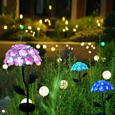Modern Solar Outdoor Waterproof Simulation Hydrangea LED Outdoor Lawn Decorative Ground Plug Light