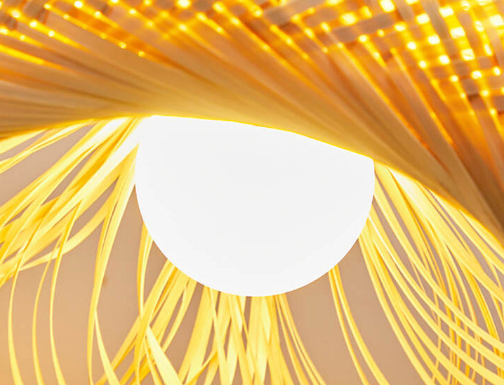 Modern Bamboo Weaving Pear Drop 1-Light Pendant Light