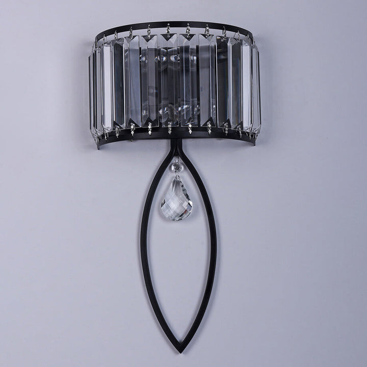 Aplique de pared de 2 luces con lámpara de anillo ovalado de media columna de cristal moderno de lujo 