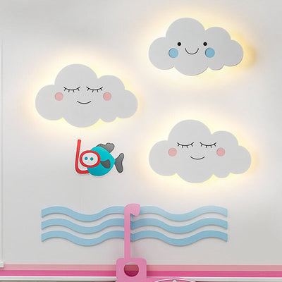 Nordic Creative Clouds Iron Emoji LED Kids Wall Sconce Lamp