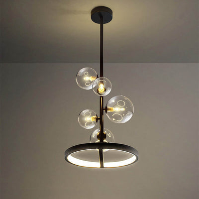 Nordic Modern Creative Round Bubble Ball Hardware Glass 5-Light Chandelier