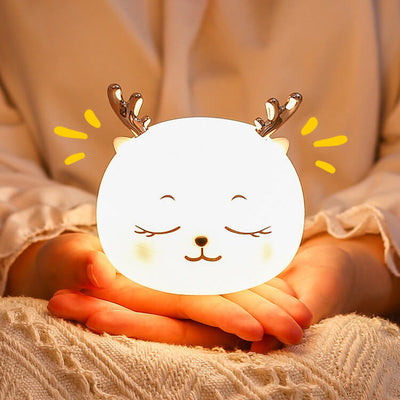 Cartoon Silikon Cute Deer LED wiederaufladbare sieben Farblichter Nachtlicht Tischlampe