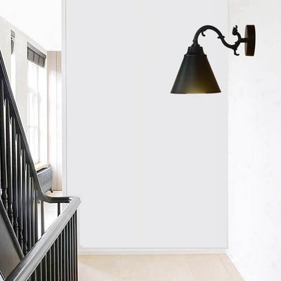 Industrial Vintage Iron Bell Tree Branch Arm 1-Light Wall Sconce