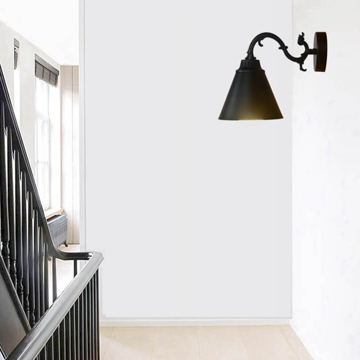 Industrial Vintage Iron Bell Tree Branch Arm 1-Light Wall Sconce