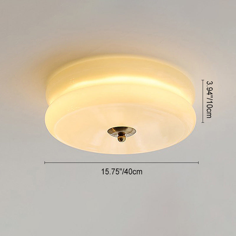 Modern Simplicity Cylinder Glass Shade LED Flush Mount Ceiling Light For Living Room