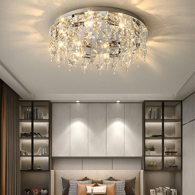 Modern Luxury Crystal Round Butterfly Pendant 6/8/12 Light Flush Mount Ceiling Light