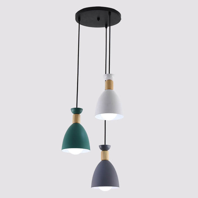 Nordic Simple Macaron Cone 3-Light Island Light Chandelier