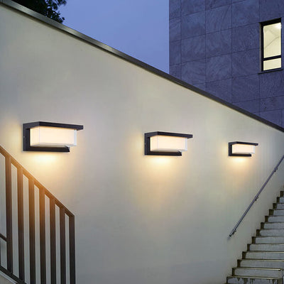 Lámpara Apliqué de Pared Exterior Moderna Minimalista Solar Rectangular PC LED Para Patio Exterior 