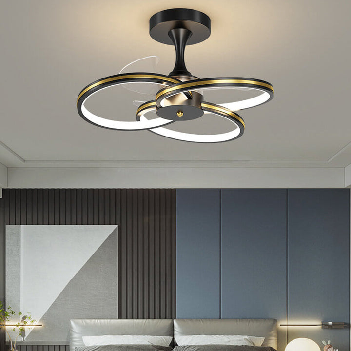 Luxury Acrylic Three Rings Combination Design LED Flush Mount Fan Light