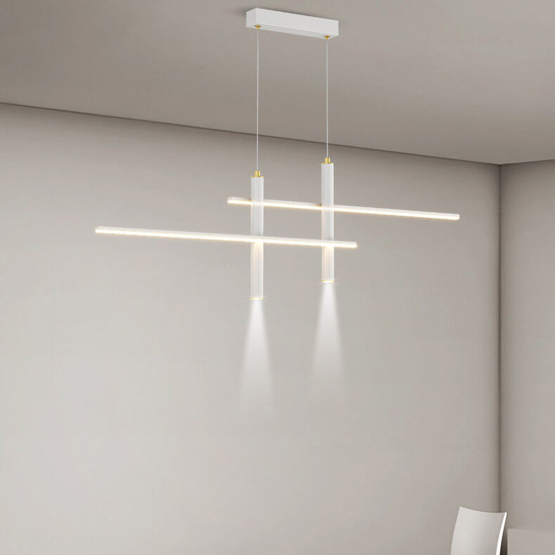 Modern Minimalist Horizontal and Vertical Strips Interleaved Design Island Light LED Chandelier