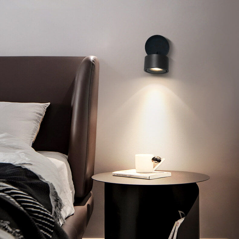 Modern Minimalist Round Aluminium Rotatable Folding LED Wall Sconce Lamp For Living Room &amp; Bedroom
