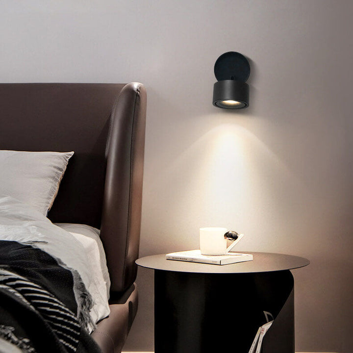 Modern Minimalist Round Aluminium Rotatable Folding LED Wall Sconce Lamp For Living Room &amp; Bedroom