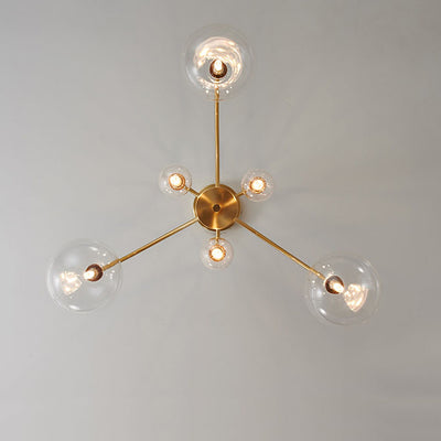 Modern Minimalist Glass Bubble Ball Brass 4/6/8 Light Chandelier